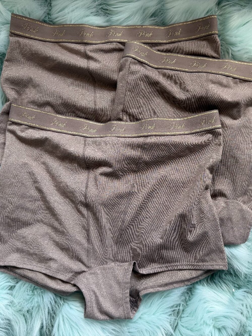 THREE (3) Pink VS Logo Cotton High-Waist Boyshort Panty ST 11256315 NEW w TAGS